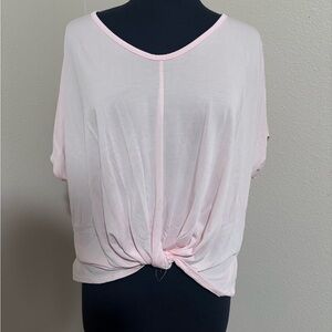lavender field Pale Pink Front Knot Short Sleeve Top